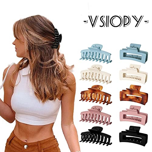 Vsiopy 10pcs Hair Claw Clips for Women 35 Inch Nonslip Medium Large Clamps for Thin Hair 5 Pack Strong Hold Square Jaw C