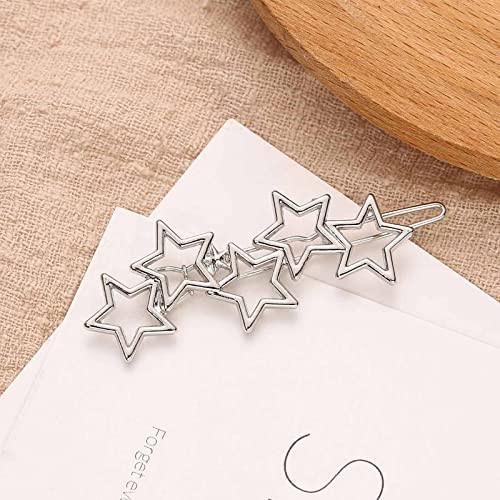YienDoo Vintage Silver Metal Cluster Hair Accessories Star Barrettes Hoop Bobby Pins and Bridal Hair Clips for Women and