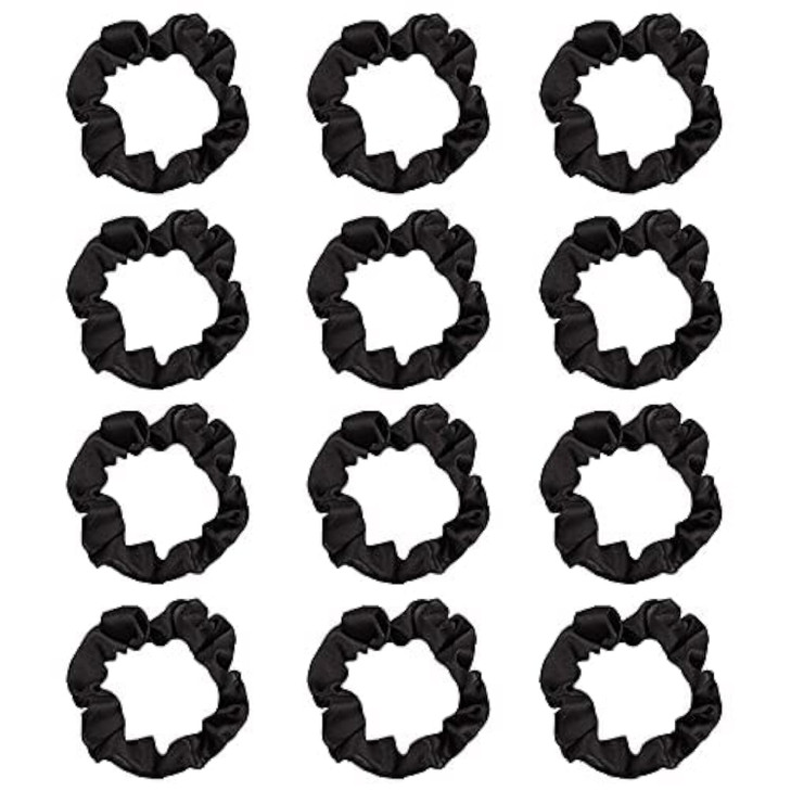 12Pcs Satin Hair Scrunchies Black Scrunchies Hair Ties Elastic Hair Bands Ponytail Holder Hair Accessories Valentines Da