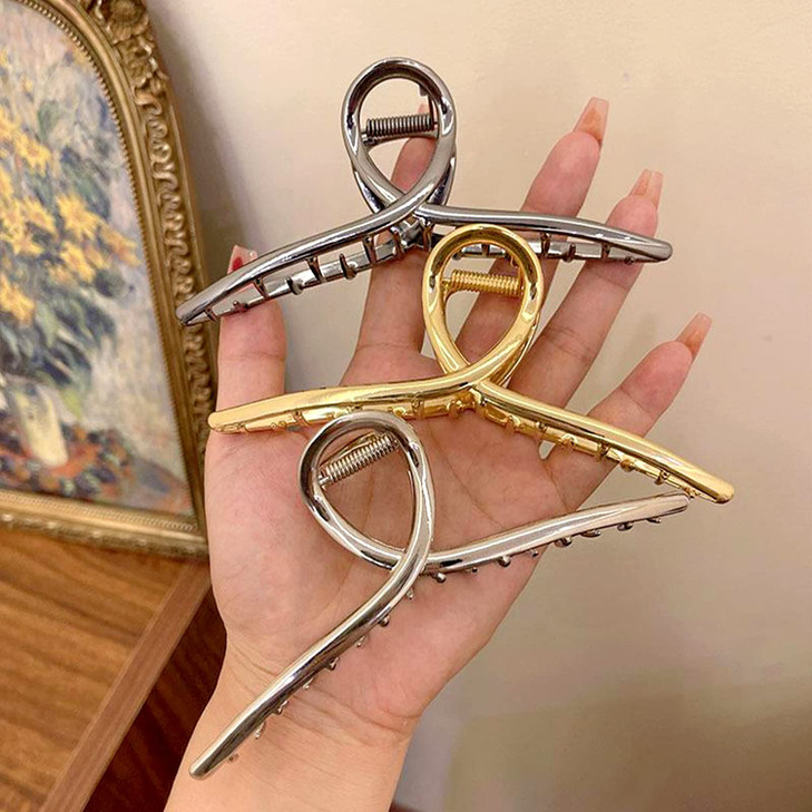 Big Metal Butterfly Hair Clips for Women 51 Larger Size Metal Hair Accessories for Long Thick Hair 3 Pcs Silver Gold Bla