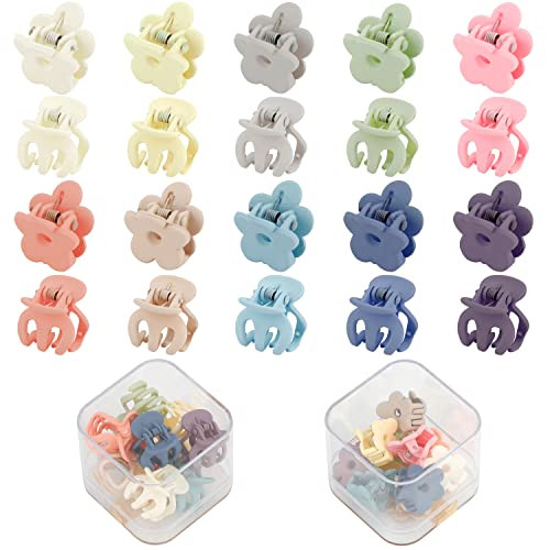 SuPoo Small Hair Clips Mini Flower Claws 20pcs Cute Tiny Ponytail Accessories 11 Hair Styling Claws for Thin Hair Gift f