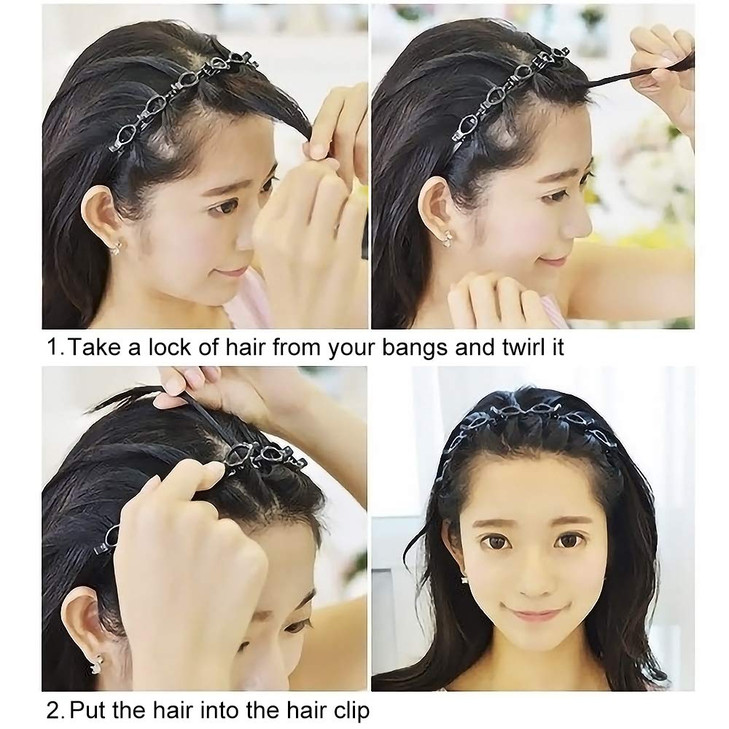 Braided Headbands with Hair Clips for Women and Girls Thin Plastic Headband with Double Layer Twist Fashion Hairstyle Ha