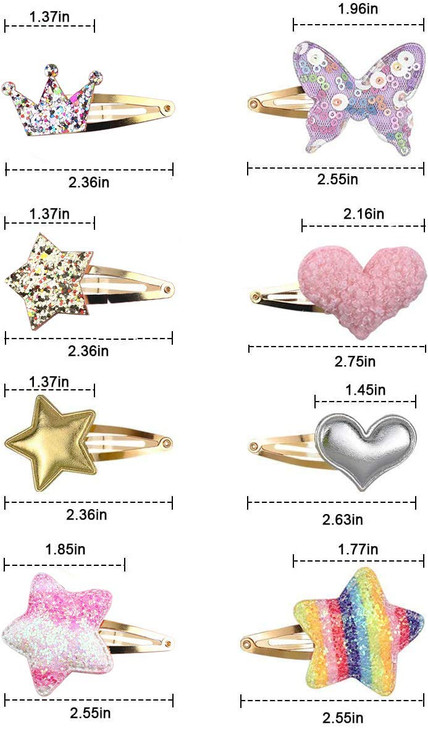 8 Pairs16 Pack Hair Clips for Girls Gingbiss Butterfly Metal Snap Hair Clips Cute Girls Barrettes Heart Shaped Hair Clip