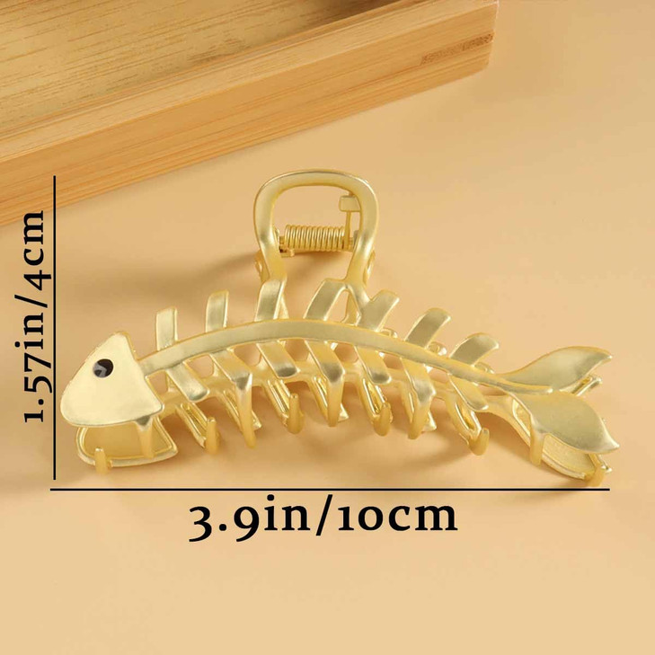 KuuGuu 4 PCS Fish Bone Shape Hair Claw Clips Large Metal NonSlip Hair Clip Stylish Elegant Hair Accessories for Thick Th