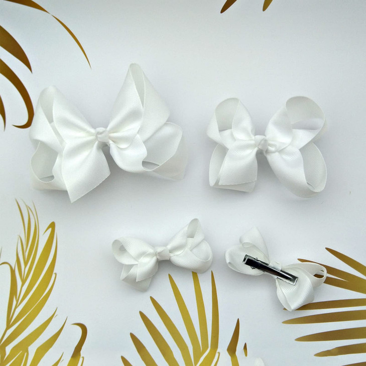 White Bows for Girls6PCS Handmade Grosgrain Ribbon Hair Bows Alligator Clips Hair Accessories for Little Teen Toddler Gi
