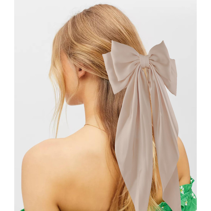 Canitor Hair Bows for Women Silky Satin Hair Ribbon Barrettes Clip Oversized Long Tail Hair Bows Cute Aesthetic Coquette