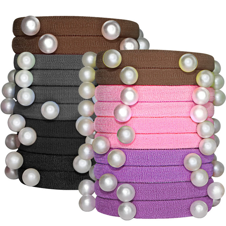 MARYLAVENDER Super Stretch Hair Ties Bracelet with Pearls for All Hair Types No Break Hair Elastics Ponytail Holders Hai