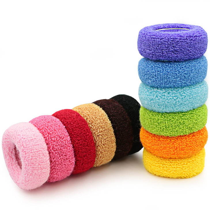 MARY LAVENDER Large Stretch Terry Cloth Hair Ties and Ponytail Holders Thick Hair Elastics Knit Scrunchies for All Hair