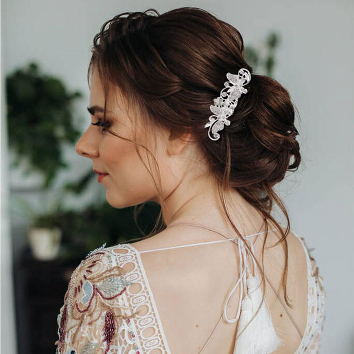 Cinaci 40 Pack Shinning Silver Rhinestone Butterfly Leaf Flower Bridal Hair Side CombsUshaped Twist Hair Pins Clips Barr