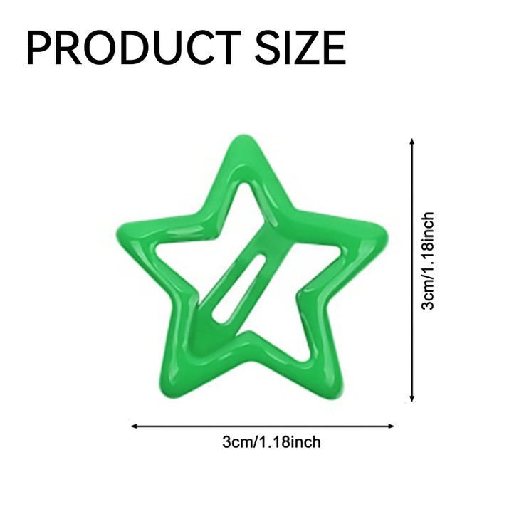 ANQSYY New Green Snap Hair Clips Y2k Small Kawaii Non Slip Stars Hair Barrettes Accessories for Women