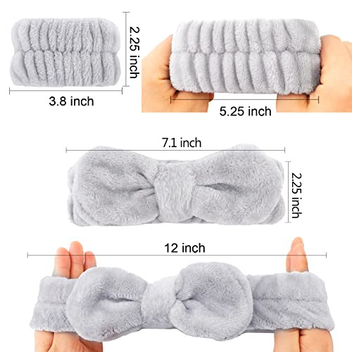 WHAVEL 6PCS Spa Headband and Wristbands Set Face Wash Headband Wrist Bands for Washing Face Makeup Skincare Hair Band Sk