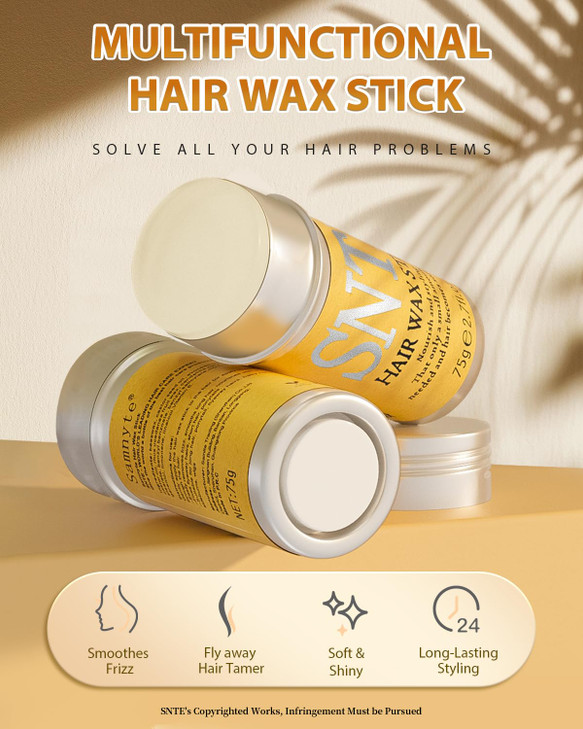 Samnyte Hair Wax Stick 3PCSWax Stick For Hair Slick Stick Slick Back Stick Hair Stick Wax Edge Frizz Nowhite Chips NoRes