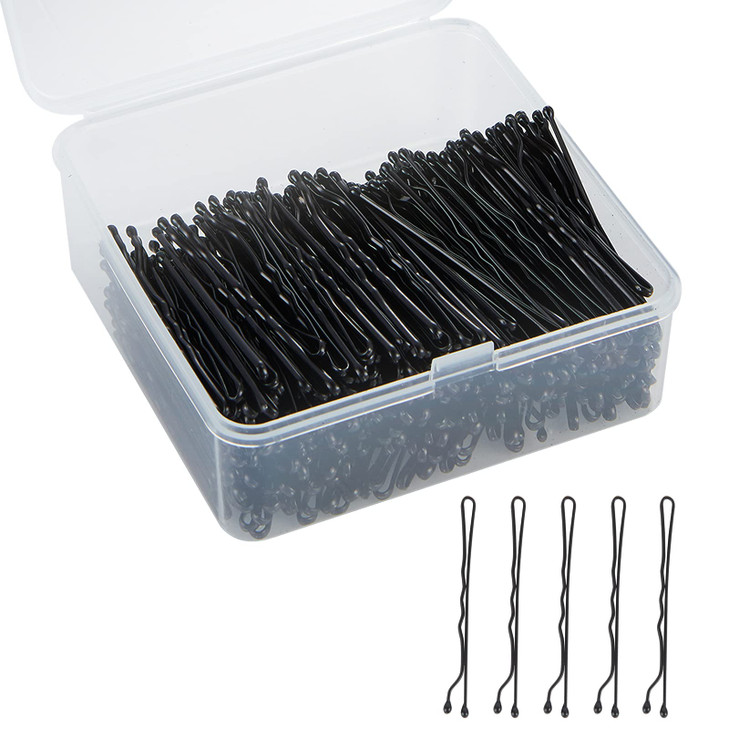 2 Bobby Pins for Hair in Case 400 Pcs Black Hair Pins Stainless Steel Mini Strong Hold for All Hair Types ThinThickCurly