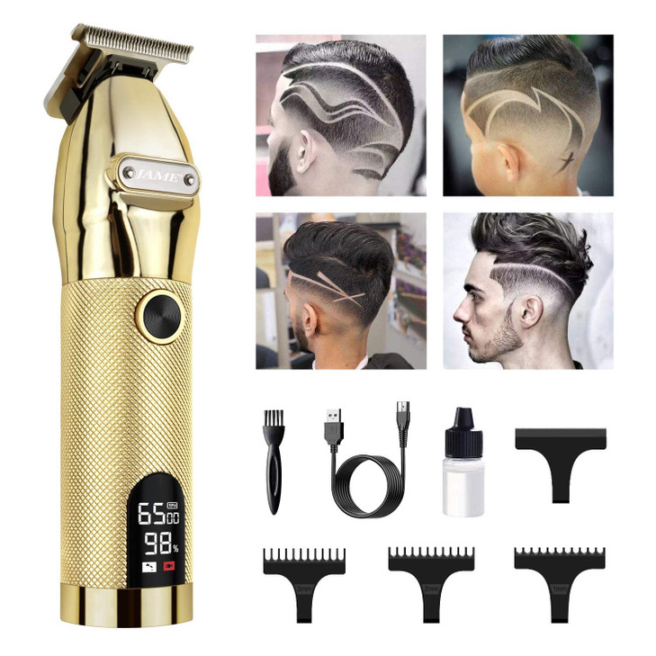 ciwellu Professional Hair Trimmer Cordless Outlining Trimmer T Liners Clippers for Men Rechargeable LED Display Zero Gap