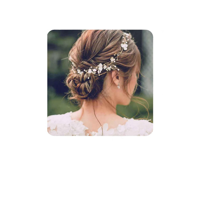 YERTTER Floral Wedding Bridal Crystal Handmade Faux Pearl Headbands for Wedding Party Beads Hair Vine Bridal Hair Access