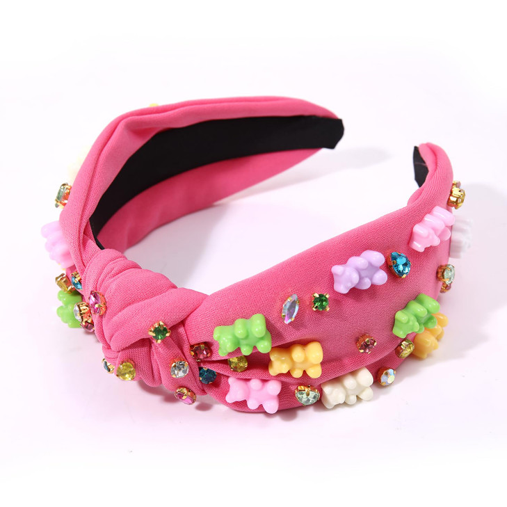 Knotted Headband for Women Crystal Embellished Top Knot Hairband Statement Wide Turban Hair Hoop Funny Gifts for Girls S