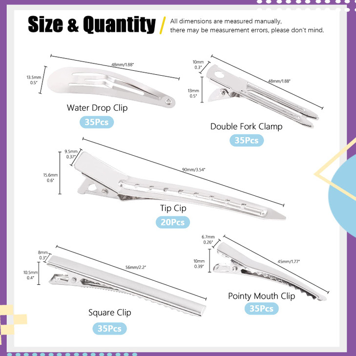 Swpeet 160Pcs Hair Accessories Kit 5 Pattern Metal Barrettes Alligator Clips Duck Bill Clips Flat Top Hairpins for Resin