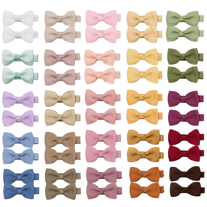 CLLOT Baby Hair Clips 50PCS Baby Girls Fully Lined Baby Bows Hair Pins Tiny 2 Hair Bows Alligator Clips for Baby Girls I