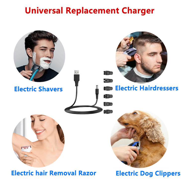 HJEFBDP 37V 5V Universal Electric Hair Clippers Replacement Charger USB for Various Brands with 6 Adapter Plugs