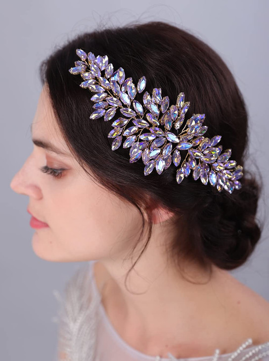 JWICOS Bridal Headband Crystal Hair Vine Wedding Headpiece for Bride and Girls Green