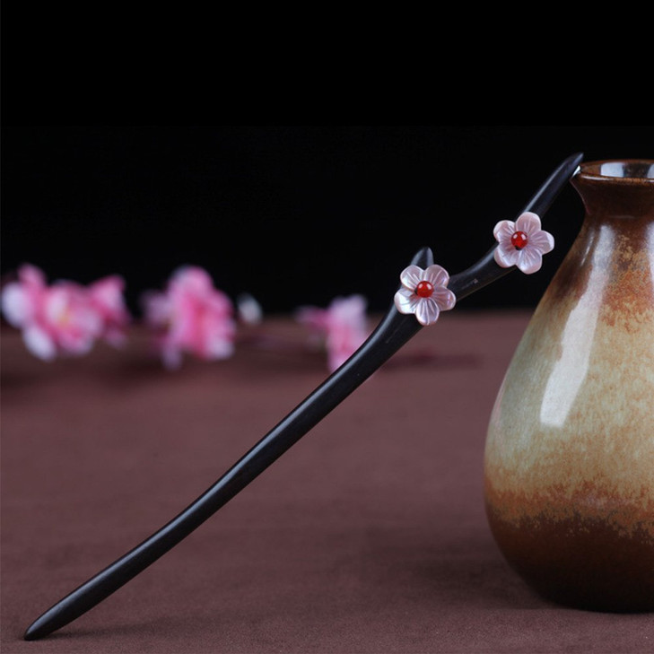 Wooden Hair Stick for Women Girl 708 Black Ebony Carved Hair Pins for Long Hair Handmand Hair Accessories for Buns Model