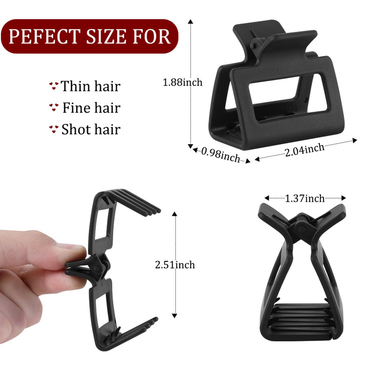 Small Hair Clips for Women and Girls 2 Inch Rectangle Medium Claw Clips for ThinFine Hair Nonslip Strong Hold Matte Jaw