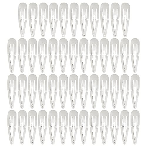 Lawie 50 Pack Bulk 315 Inch 8 CM Snap Metal Hair Clips Barrettes Silver Hairpins Thin Fine Bang Hair Holder Crafting Bas
