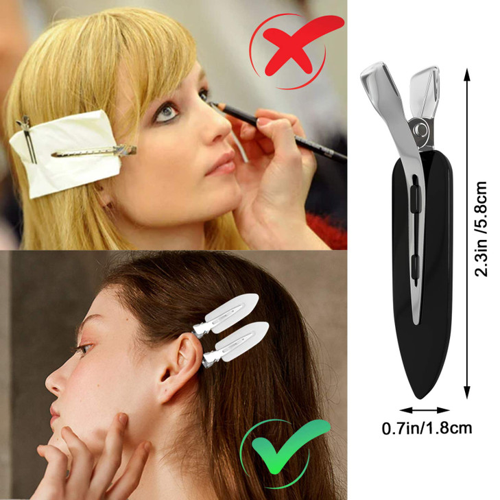 QUEENTI Hair Clip 12Pcs No Crease Hair Clips for Styling Makeup Sleeping Makeup Application ABS Resin and Stainless Stee