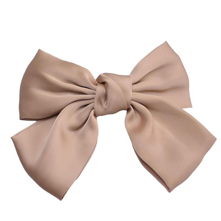 SEVENHEAD Bow Hair Clips Champagne Duckbilled Clip 1 Pack Barrettes Large Big Oversized Knot Bowknot Satin French Barret