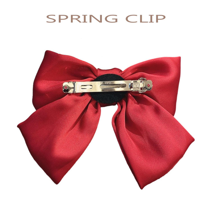 SEVENHEAD Bow Hair Clips Champagne Duckbilled Clip 1 Pack Barrettes Large Big Oversized Knot Bowknot Satin French Barret