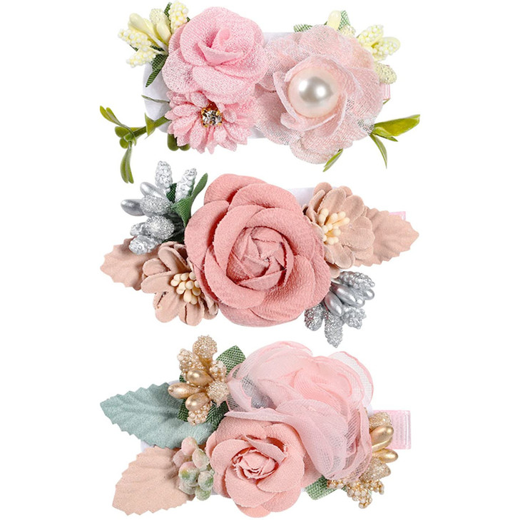 Girls Flower Hair Bows and Clips Set 3pcs Accessories for Baby Toddler and Teen Girls Hiar clips set 1