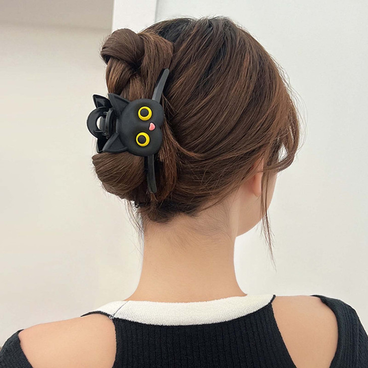 Sttiafay Large Hair Claw Clip for Women Girls Cute Cat Pattern Barrettes Fancy Jaw Clips for Thick and Thin Hair