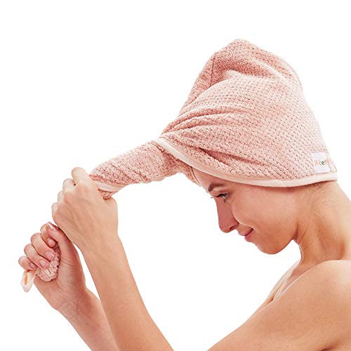 Mbestl 2 Pack Microfiber Hair Towel WrapHair Drying Towel with Button Hair Towel TurbanQuick DryAntifrizzAbsorbent Head