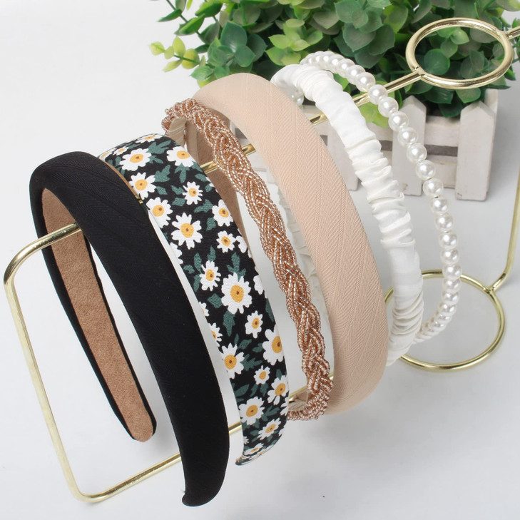 Cuizhiyu 6PK Different Designs Headbands for Women Non Slip Flower Black White Solid Headband Set Cute Pearl Hair Band f