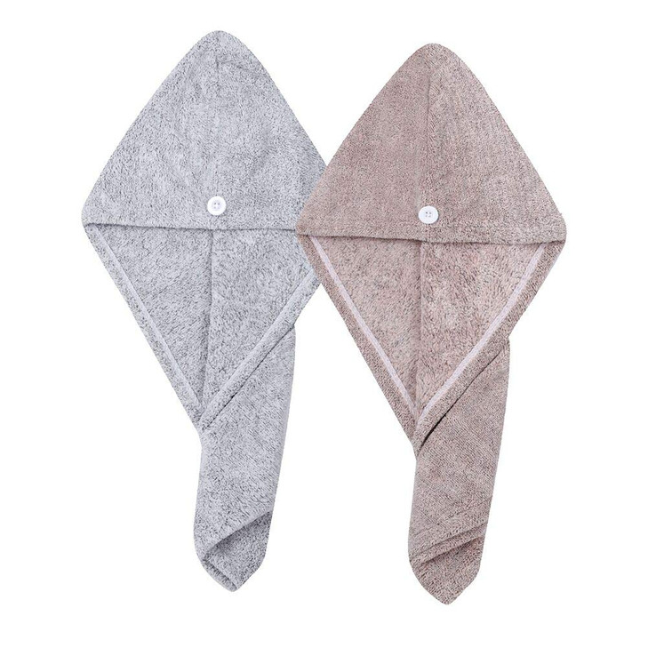 Mbestl 2 Pack Hair Towel WrapRapid Carbon Fiber Hair Drying Towel with Buttons Microfiber Hair Towel for Drying Curly Ha