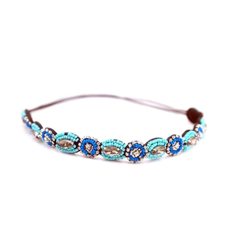 Jilukibo Fashion Handmade Crystal Rhinestone Beads Headband Retro Style Elastic Hairband Jewelry Hair Accessories Headwr