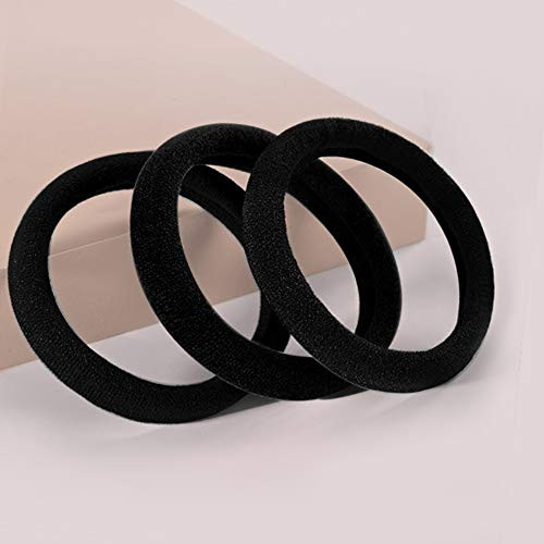 100 Pack Seamless Cotton Hair Ties High Stretch Ponytail Holders and Headbands No Crease Scrunchies for Thick Hair Black