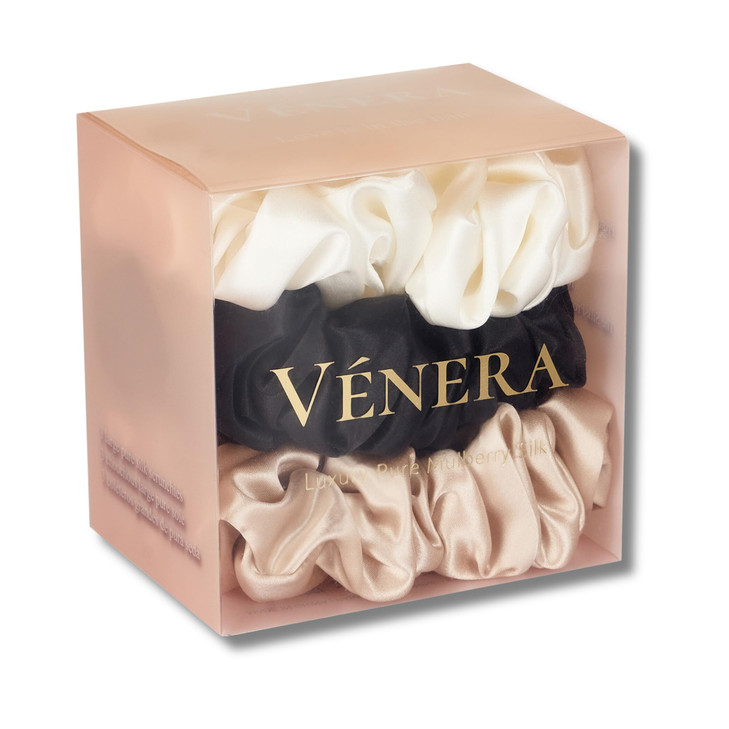 Vnera 100 Pure 22 Momme Mulberry Silk Scrunchies FrizzBreakage PreventionHair Care Ponytail Holders for Women Silk Hair