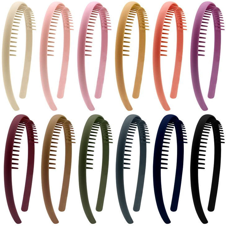 Duufin 12 Pieces Teeth Headbands for Girls Non Slip Non Slip Plastic Headbands with Teeth Girls Comb Headband 12 Colors