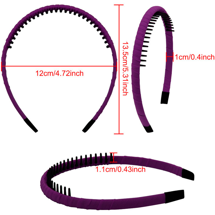 Duufin 12 Pieces Girls Teeth Headbands Non Slip Hair Headband with Teeth Comb Craft Headbands for Girls Women 12 Colors