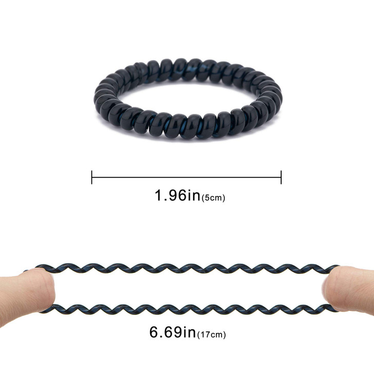 Spiral Hair Ties Thin Black 12 Pcs Plastic Spiral Coil Ponytail Holders for Women No Crease Phone Cord Ties for All Hair