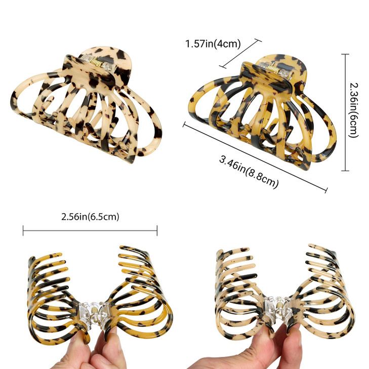 Shinowa Hair Clips 2Pack Bohemian Tortoise Shell Hair Claw Clips Strong Hold Big Hair Jaw Clips for Thick Hair Hair Acce