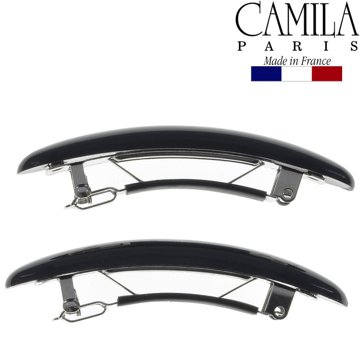 Camila Paris CP28822 French Hair Barrette Clip for Girls Black Small 225 inch Set of 2 Strong Hold Grip Hair Clips for W