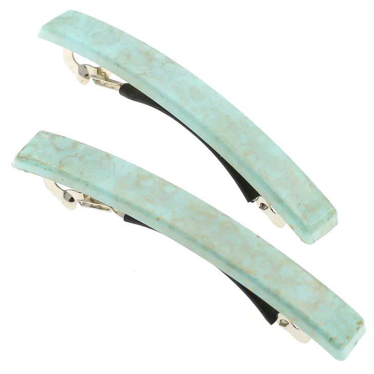Camila Paris CP3072 French Hair Barrette Clip for Girls Set of 2 Mint Rubberized Metal Clasp Strong Hold Grip Hair Clips