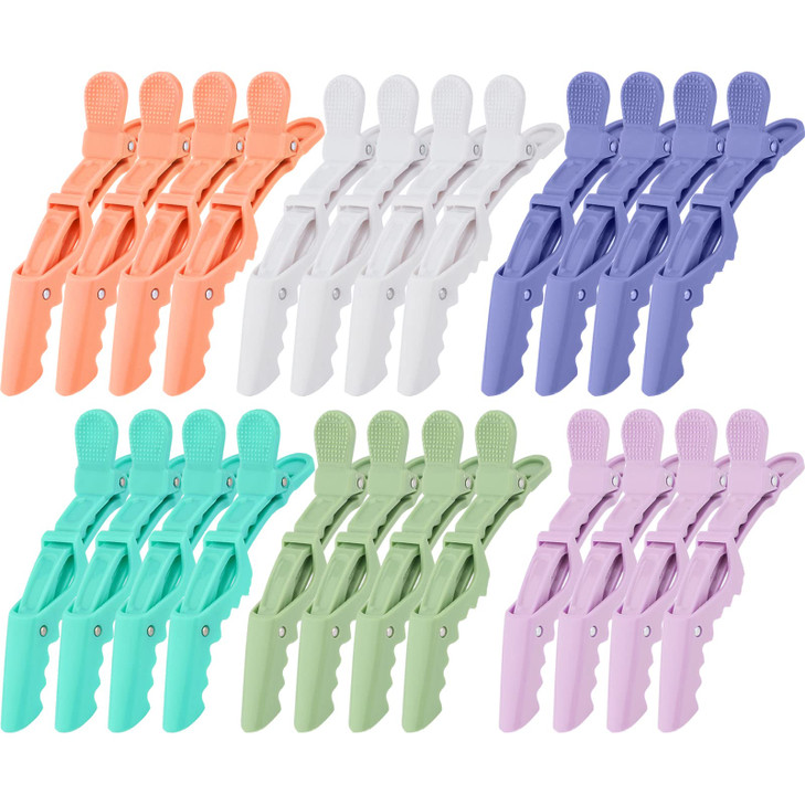 Ondder Colorful Alligator Sectioning Hair Clips 24 Pack Large Hair Styling Accessories for Coloring Cutting and Salon Us