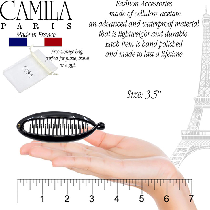 Camila Paris NV138 2 Pack French Extra Small Banana Clip Hair Comb for Fine Hair Classic Banana Clips Hair for Thin Hair