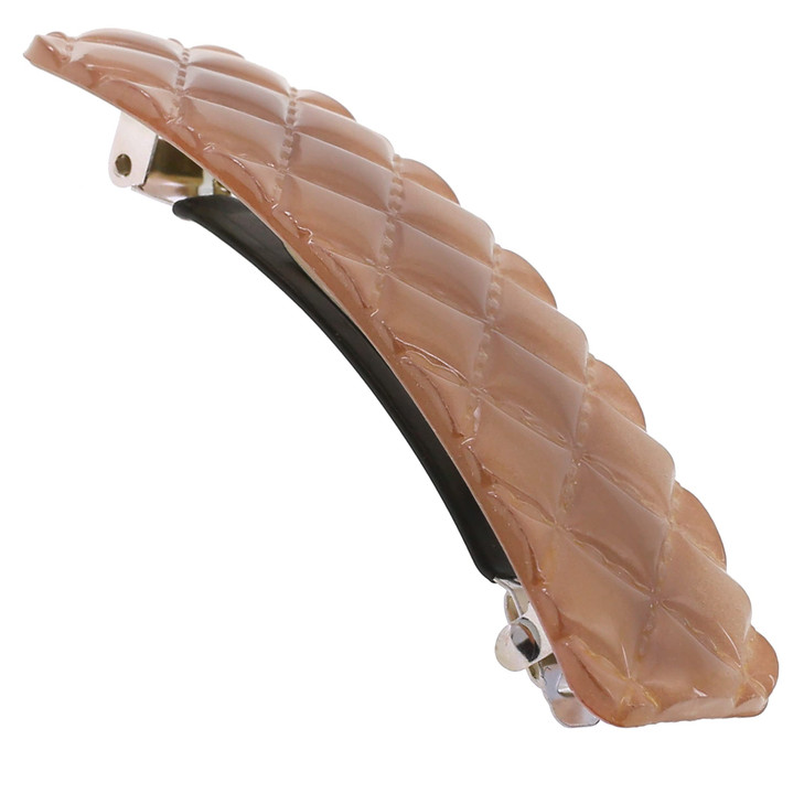 Camila Paris CP3249 French Hair Barrette Clip for Girls Pink Shell Rubberized Metal Closure Strong Hold Grip Hair Clips