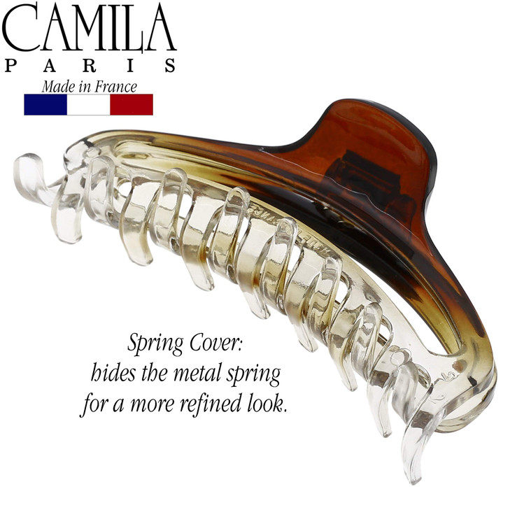 Camila Paris CP2380 French Hair Clip for Women Medium Narrow Brown Cristal Girls Hair Claw Clips Jaw Fashion Durable Sty