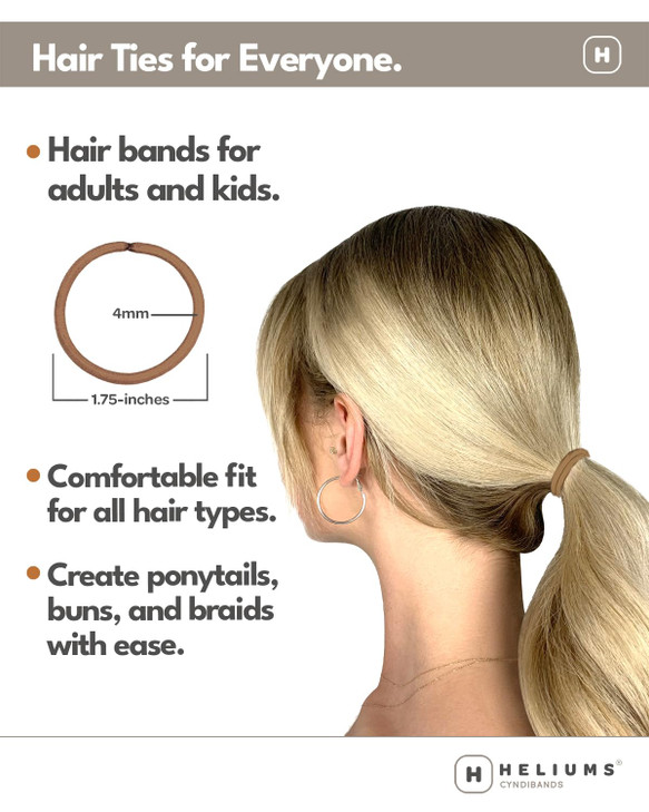 Cyndibands Elastic Hair Ties Brown No Damage 4mm Ponytail Holders for Women Kids 24Pack Hair Elastics in Neutral Colors