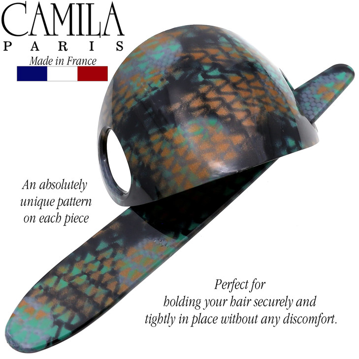 Camila Paris CP3243 French Hair Bun Holder Cover Cap Hair Updo Turquoise Hair Pin Thru Strong Hold Grip Hair Clips for W